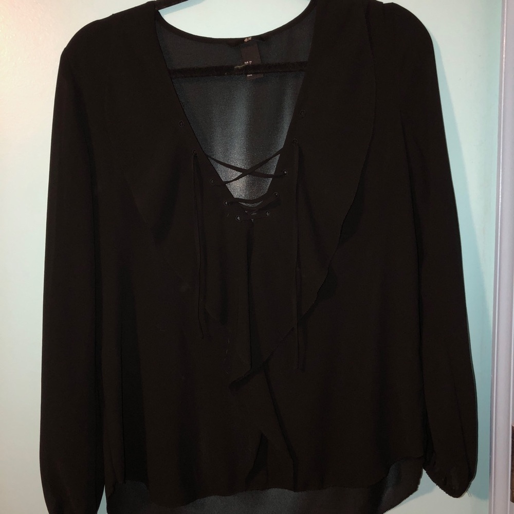 H&M Sheer Black Blouse